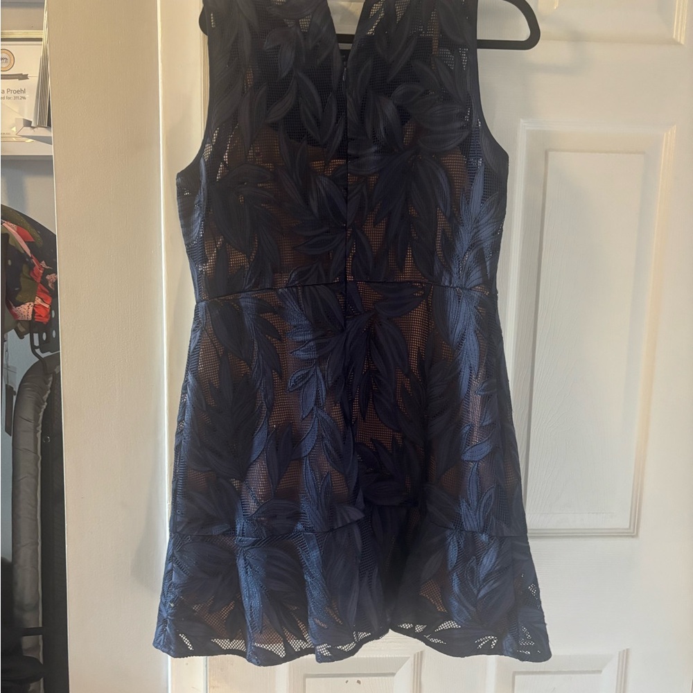 Michael Kors Navy Leaf Pattern Dress